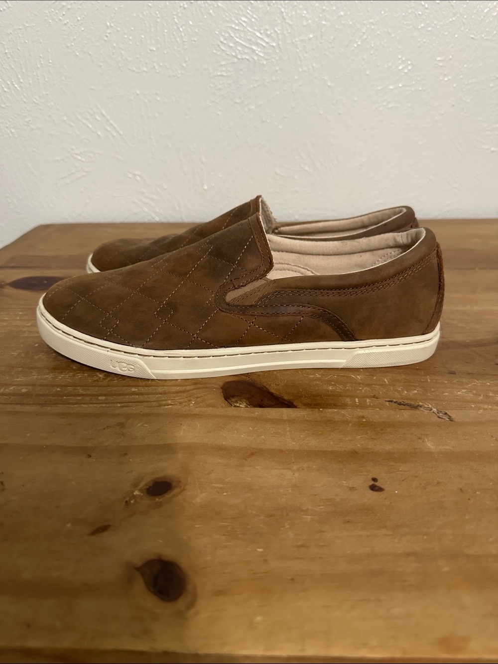 UGG Women's Brown Quilted Suede Slip-On Loafers